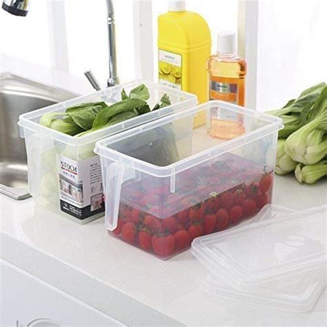 KD ZONE Plastic Fridge Storage Box with Lid and - 2L, Pack of 2 Clear ...