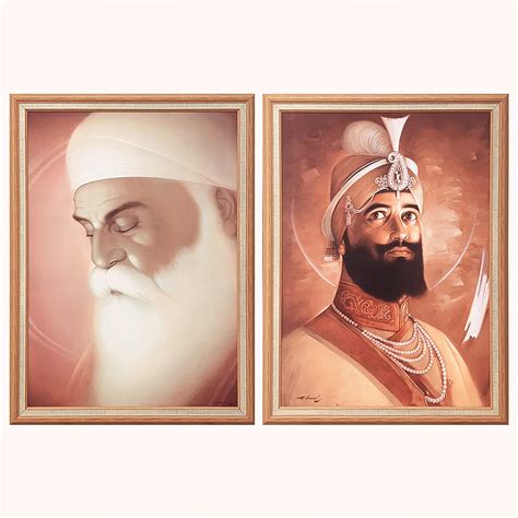 Artdira Guru Nanak Dev and Guru Gobind Singh Ji 2 piece Wall Panting ...