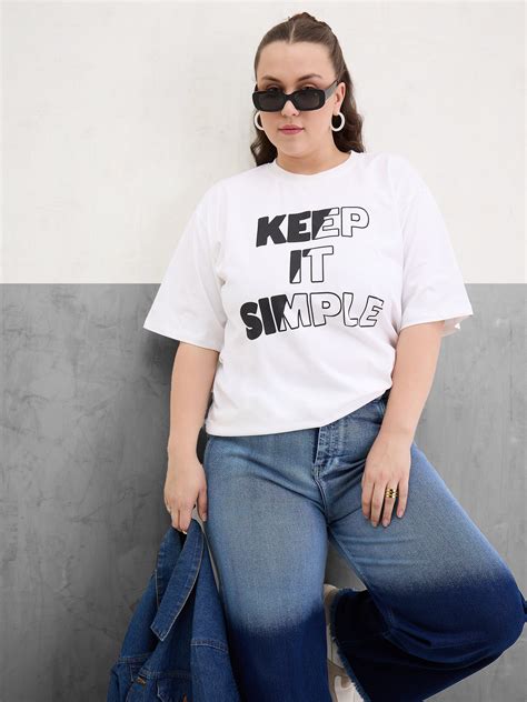 Buy Women White Graphic Keep It Simple Print T-Shirt Online at Best ...