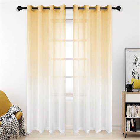 Buy Bermino Faux Linen Ombre Sheer Curtains, 54 x 108 inch, Light ...