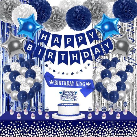 ROCTADA Birthday Decorations for Men Women, Navy Blue Happy India | Ubuy