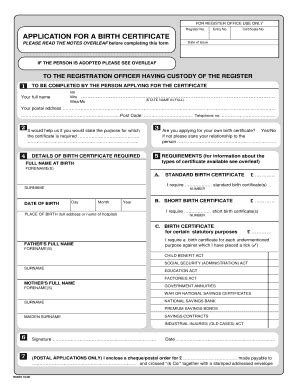 Fillable Online rctcbc gov Birth certificate - application form ...
