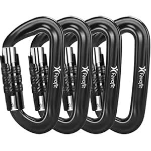 Favofit Auto Locking Carabiner Clips, 4 Pack, 12KN (2697 lbs) Heavy ...