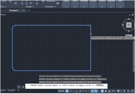 AutoCAD 2020 Fillet Command 的图像结果