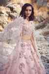 Buy Pink Organza Sweetheart Neck Patine Lehenga Set For Women by Dolly ...