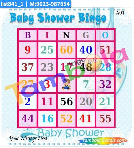 Baby Shower Number Bingo Tambola Housie in Baby Shower theme
