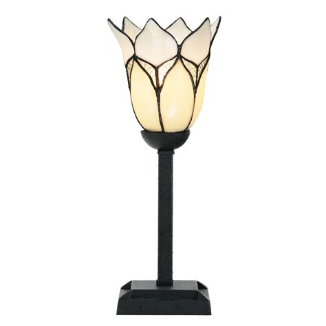 Small upright Tiffany table light with white flower shade – Casa Lumi