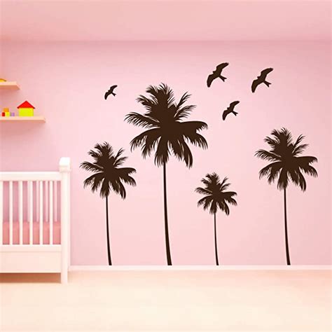 StickMe 'Coconut Tree Birds Wall Sticker ' -Self Adhesive Peel & Stick ...