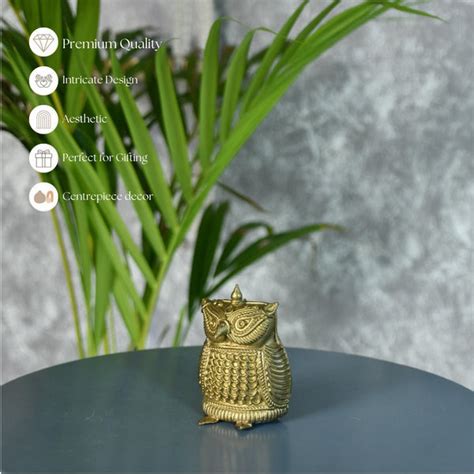 Dokra Owl Brass Tabletop: Handmade Artisan Decor for Home – Sowpeace