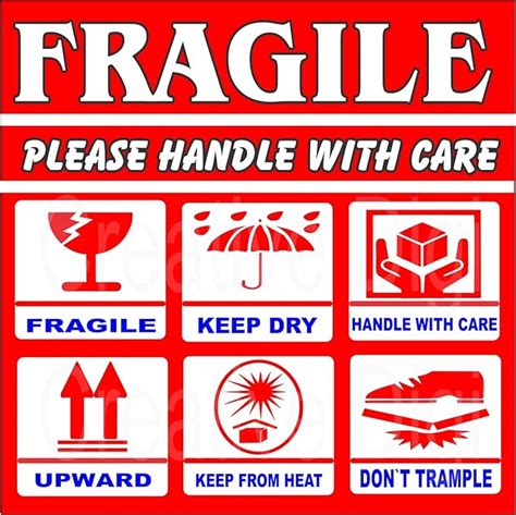 Creative Graphics Fragile Sticker Handle with Care Label (4x6 Inches ...