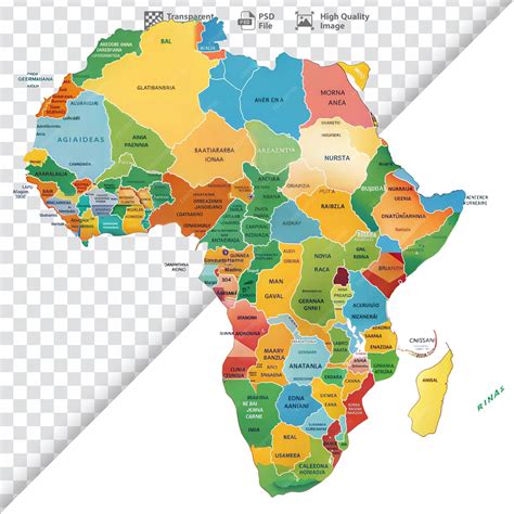 Map of Africa with country borders highlighting political divisions | Premium AI-generated PSD