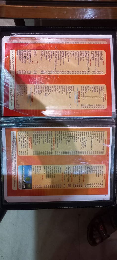 Menu at Sher Bengal Hotel, Kolaghat