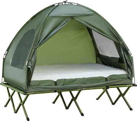 Outsunny 2-Person Tent Cot, 4-in-1 Folding Tent Combo with Air Mattress ...