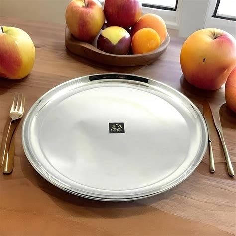 Nyra® Stainless Steel Plates Heavy Gauge Steel Dinner Plates / Breakfa ...