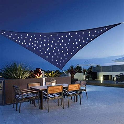 Quace Sun Shade Triangle Cover Patio Garden Outdoor Canopy with 120 LED ...