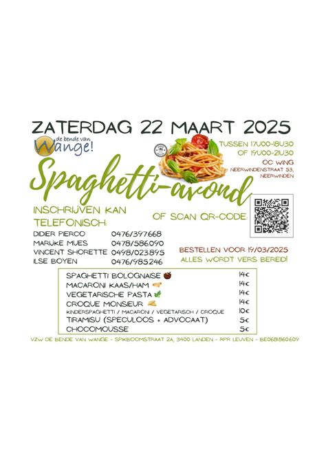 Spaghetti-avond 2025, Oc Winge Neerwinden, Landen, 22 March 2025 ...