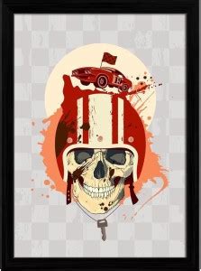 Racing Design With Racer Skull Canvas Painting Black Frame 12x16.6inch ...