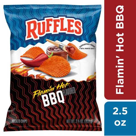 Ruffles Flamin' Hot BBQ Flavored Potato Chips Snack Chips, 2.5 oz Bag ...