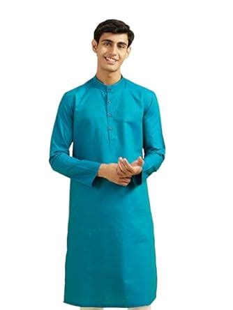 Buy DIWAS BY MANYAVAR Men's Cotton Blend Self Design Kurta (Green,S) at ...