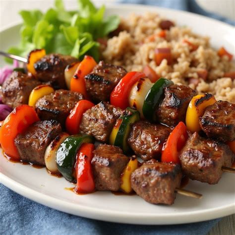 Recettes01 on Instagram: "Cajun Beef Skewers with Grilled Vegetables 🌶️ ...