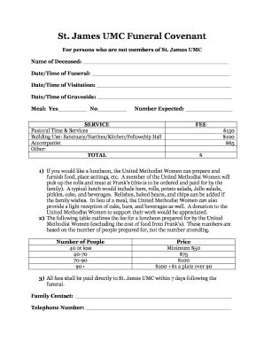 Fillable Online easttroyumc St. James UMC Funeral Covenant - St. James ...