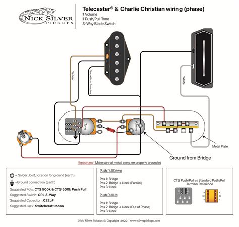 Tele Charlie 1V 1T 3-Way PP Phase | Nick Silver Pickups