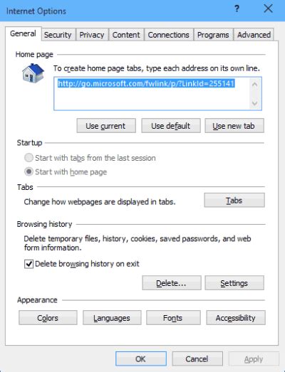 Internet Options Tools Menu 的图像结果