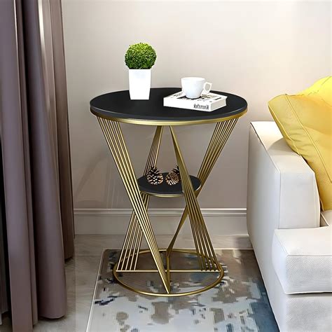 WOODEN ACCENTS Round Modern Side Table, Coffee Table, End Table | Faux ...