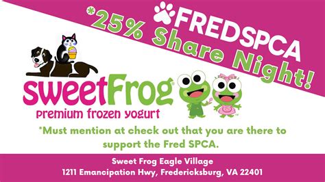 Sweet Frog Share Night - Fredericksburg SPCA