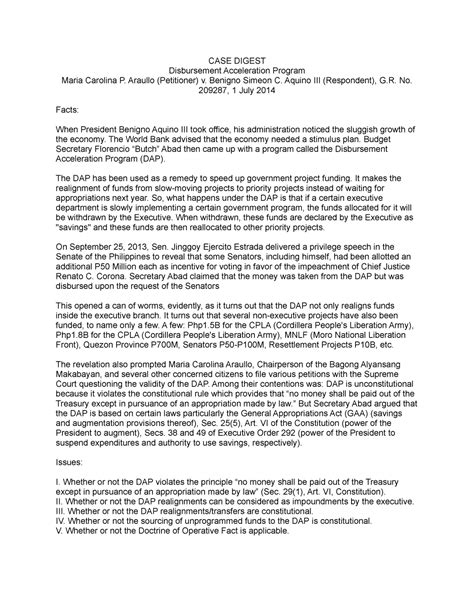 Activity 1 - ACT 1 - CASE DIGEST Disbursement Acceleration Program ...