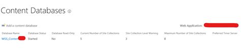 SharePoint 2019 On Prem - Content Database Site collection Warning ...