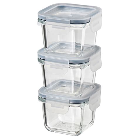 IKEA 365+ food container with lid, square/glass, 180 ml (6.1 oz) - IKEA