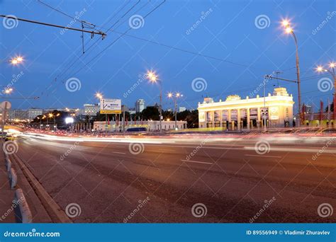 Main Entrance of Gorky Park in Moscow, Russia Night View. Editorial ...