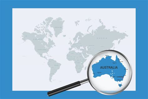 Map of Australia on political world map with magnifying glass 10410780 Vector Art at Vecteezy