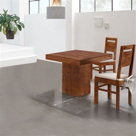 DEVKI INTERIORS Kingdom Solid Wooden Dining Table 2 Seater with Chair ...