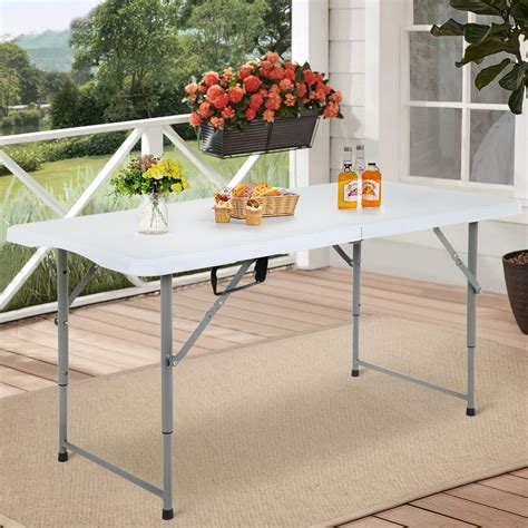 Amazon.com: Portable Folding Table, 4 Foot Picnic Table White Plastic ...