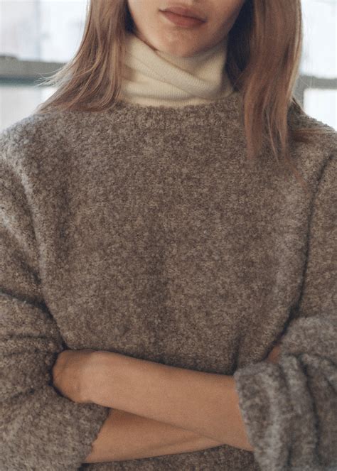Round-neck bouclé sweater - Women | MANGO United Kingdom