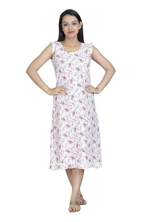 Buy 0-Degree Women Cotton Printed Calf Length Nighty Maxi Night Gown ...
