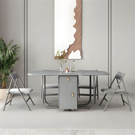 Luxury Rectangular Stone Foldable Top Dining Table with Manufactured ...