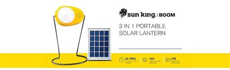 Sun King Boom [3-in-1] Portable Solar Lamp with FM, MP3, and USB Mobile ...