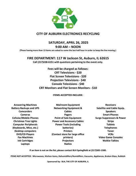 City of Auburn Electronic Recycling, 324 West Jefferson, Auburn, IL ...