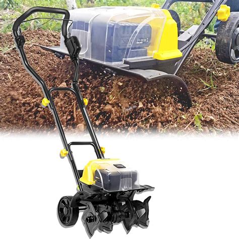 Qwertyuio Garden Tiller Cultivator Cordless Electric Tiller W Wheels ...