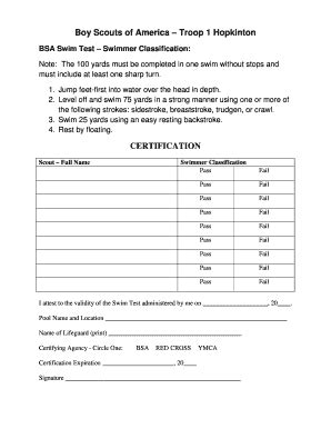 Fillable Online BSA Swim Test Form - Boy Scout Troop 1 Hopkinton Fax ...