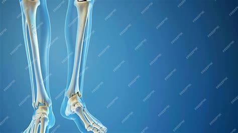 Premium Photo | A blue background with a bone and the bones of the leg