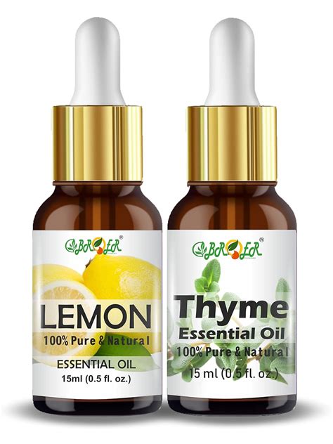 BROER Lemon Oil and Thyme Oil (15ml + 15ml) - For Skin, Hair, Aroma ...