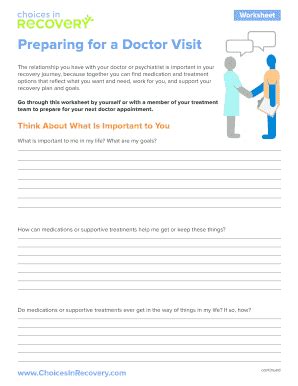 Fillable Online Preparing for a Doctor Visit Fax Email Print - pdfFiller