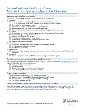 Fillable Online 2024 Mobile Food Vending Inspection Guidelines ... Fax ...