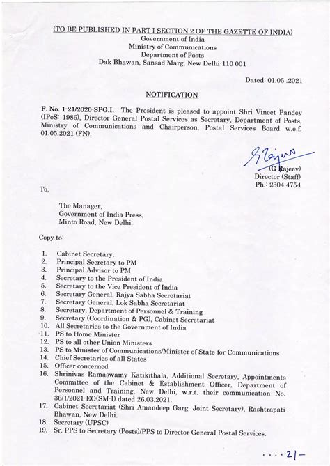 Shri Vineet Pandey (IPOS:1986) appointed As Secretary, Department of ...