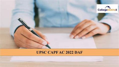 Last Day to Apply for UPSC CAPF AC 2022 DAF: Check Steps to Fill ...