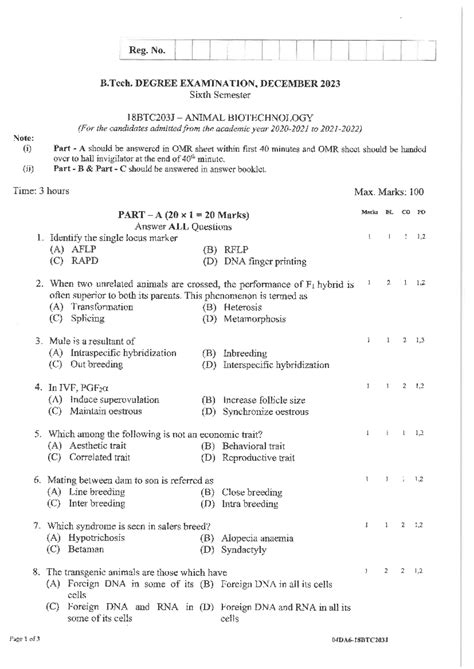 ABT4 - ANIMAL BIOTECHNOLOGY PREVIOUS YEAR EXAM QUESTIONS - Studocu